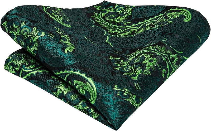 Dubulle Mens Tie Set Solid Paisley Silk Striped Necktie for Men with Cufflinks Tie and Pocket Square - Image 5
